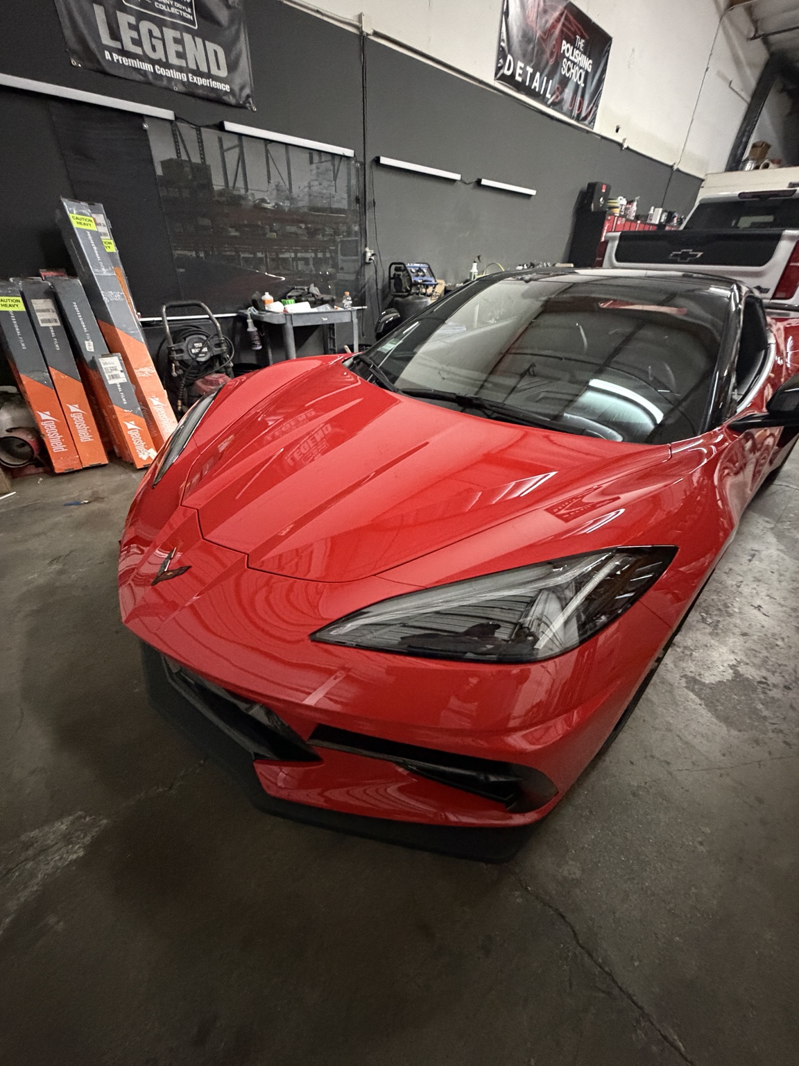 Red Corvette C8 with paint protection film by Handcrafted Auto Detailing
