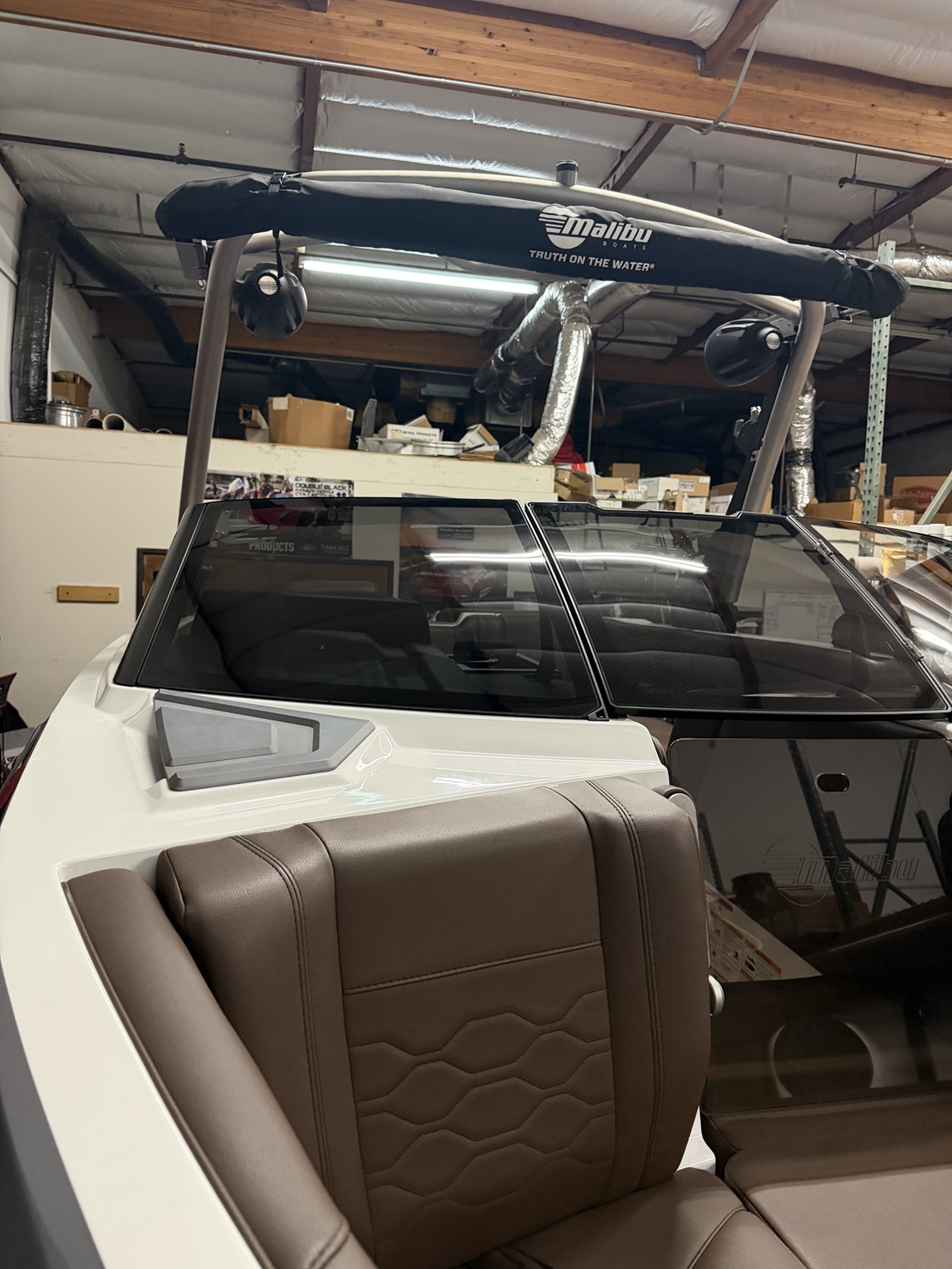 Malibu boat windshield tinted by Handcrafted Auto Detailing